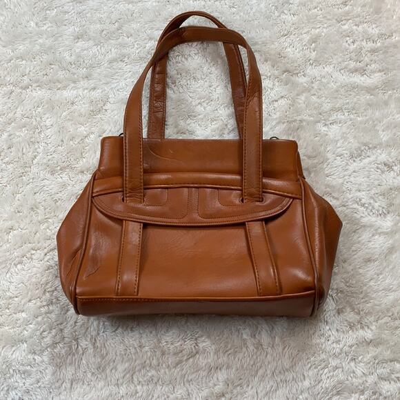 Vintage 80s unbranded burnt sienna shoulder bag - Picture 7 of 12